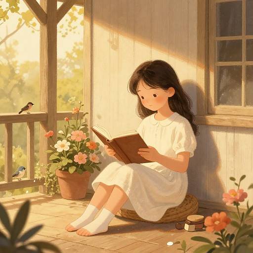 Cozy Morning Reading on Porch