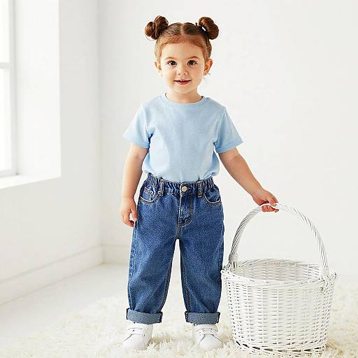 Cute Toddler in Light Blue Outfit