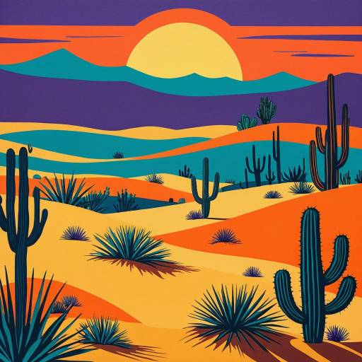 Colorful Mystical Desert Landscape Illustration Colorful Mystical Desert Landscape Illustration