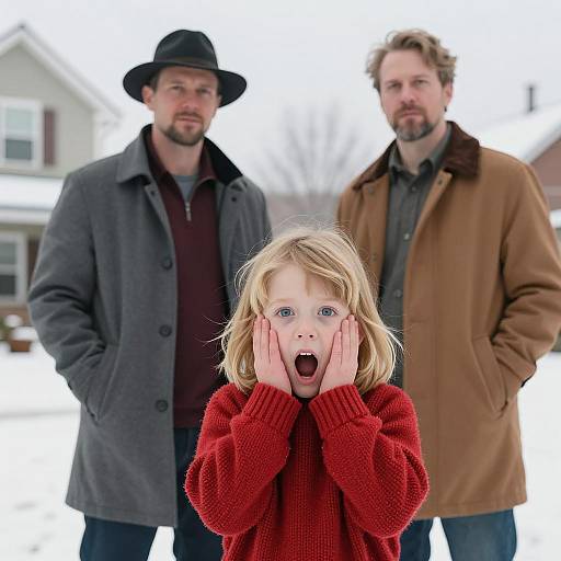 Surprised Child Amidst Two Men