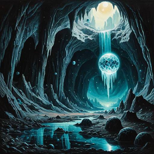 Mystical Crystal Cavern with Floating Orbs