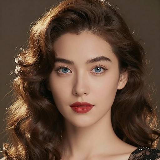 Elegant Woman with Curly Brown Hair