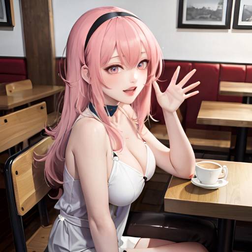 Aesthetic Nino Nakano in Cafe Setting