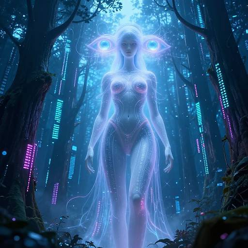 Surreal Giantess in Digital Forest