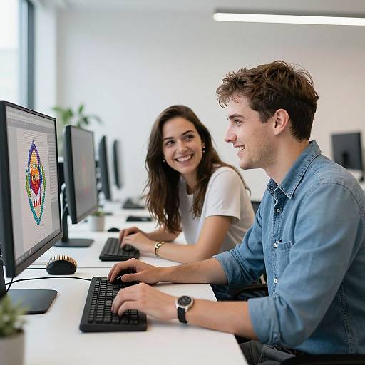 Modern Office Cross-Stitch Scene