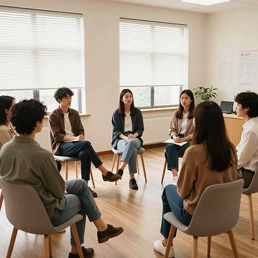 Calm Group Therapy in Sunlit Room