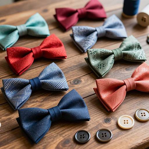 Colorful Bowties on Rustic Table