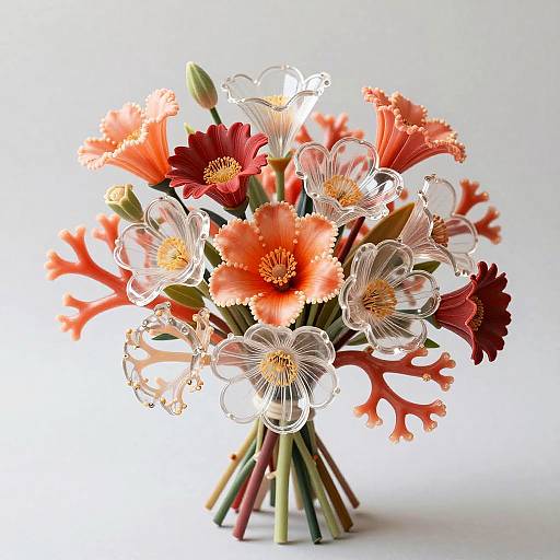 Hyperrealistic Coral Flower Bouquet