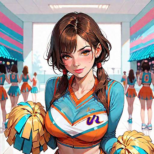 Seductive Cheerleader in Blurry Bedroom