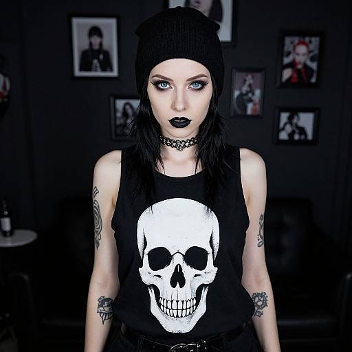 Gothic Woman with Intense Blue Eyes