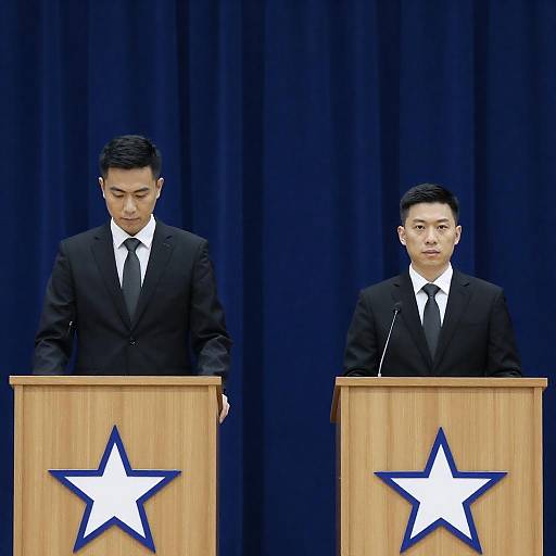 Symmetrical Standoff of Two Men in Suits