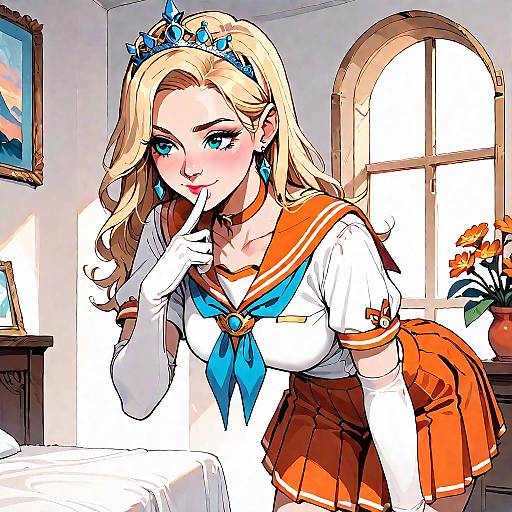 Blonde Sailor-Inspired Magical Girl Shushing