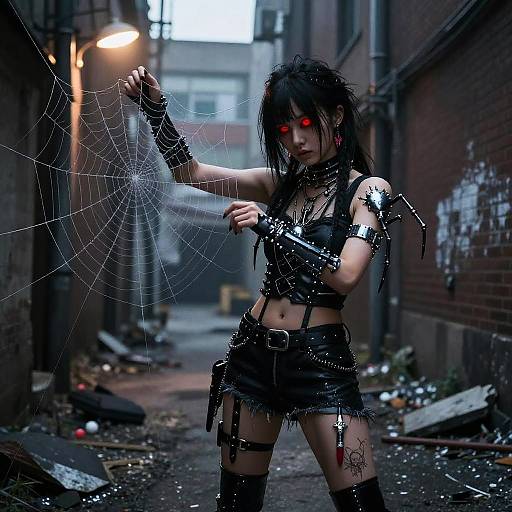 Spider Punk Femme in Post-Apocalyptic Alley