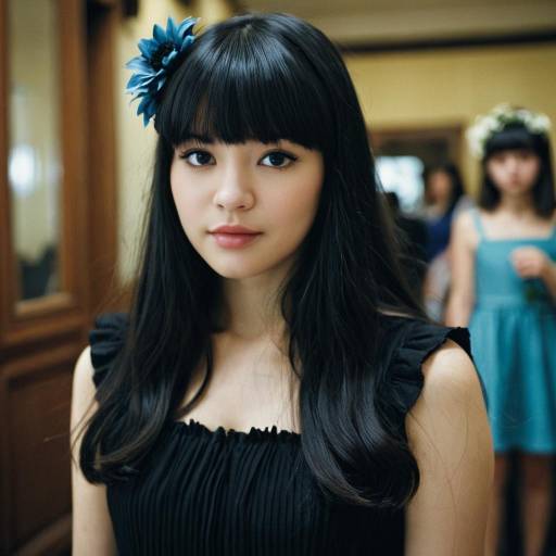 Realistic Portrait of Dark Haired Girl