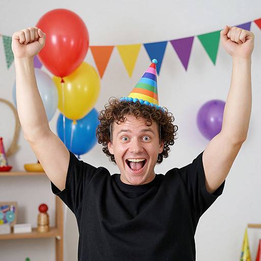 Joyful Man Celebrating with Balloons