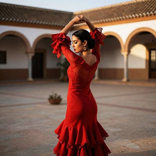 Sheer Red Flamenco at Golden Hour
