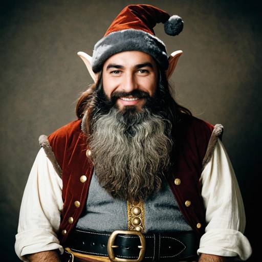 Man in Happy Dwarf Costume with Long Beard