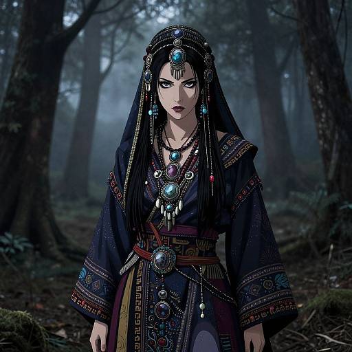 Ethereal Anime Portrait in Mystic Forest