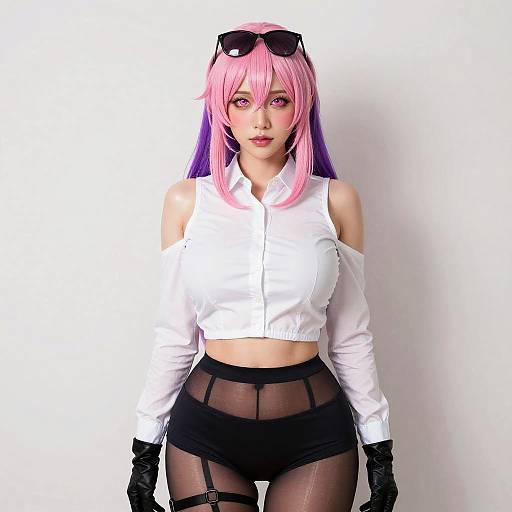 Cosplay Woman with Pink and Purple Hair