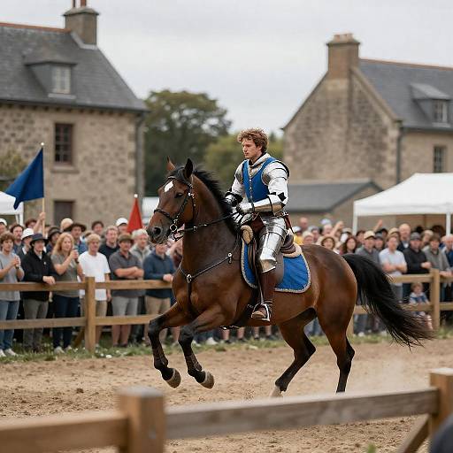 Knight on Horse in Medieval Jousting Arena