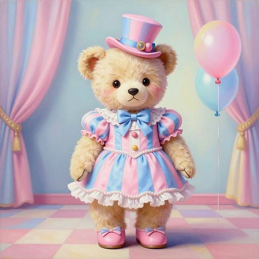 Vintage Circus Teddy Bear Pop Surrealism