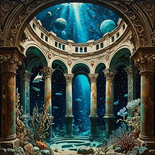 Elegant Underwater Ruins with Cosmic Detail Elegant Underwater Ruins with Cosmic Detail