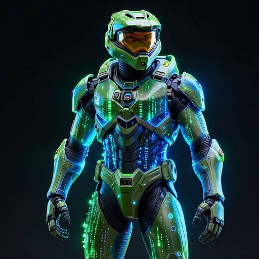 Neon HALO-Inspired Sci-Fi Soldier