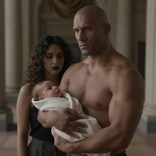 Somber Family Portrait in Grand Hall