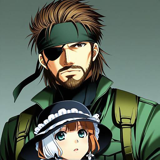 Illustration of Big boss, metal gear (series) in the style of Yuihico