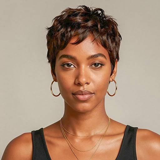 Elegant Black Woman with Pixie Cut Wig