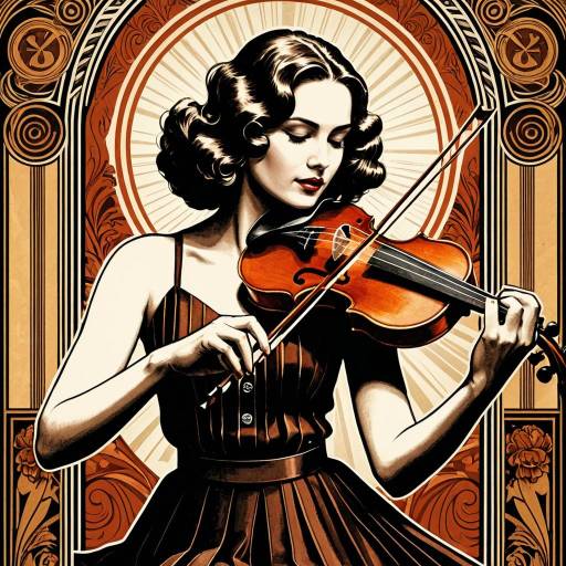 Art Deco Violinist in Warm Tones Art Deco Violinist in Warm Tones
