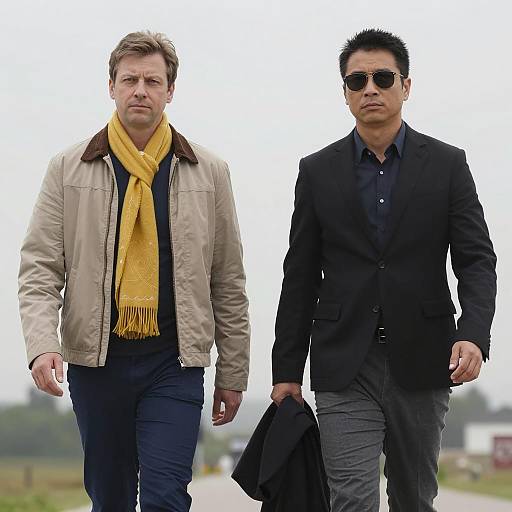 Two Men Walking Outdoors