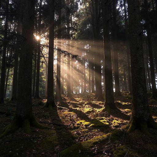 Misty Forest at Sunrise Glow