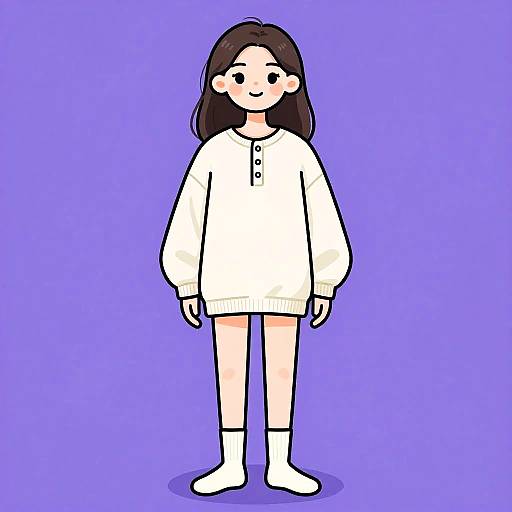 Casual Woman in Oversized Henley Shirt