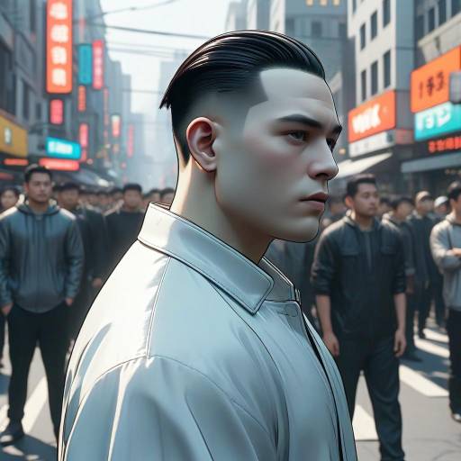 Worried Wojak in Crowded City Scene