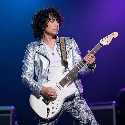 Dynamic Male Rock Musician on Stage