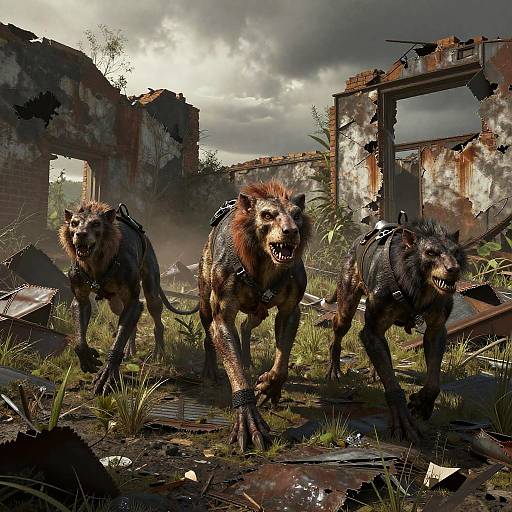 Post-Apocalyptic Predators Scavenging Ruins
