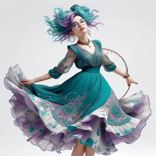 Joyful Artistic Figure with Violet Hair