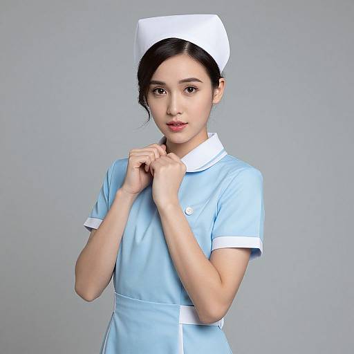 Frisky Nurse in Blue Dress