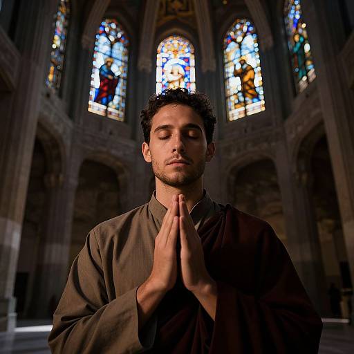 Serene Reverence in Ancient Temple
