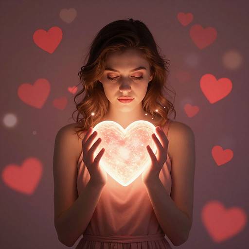 Woman Cradling Luminous Heart
