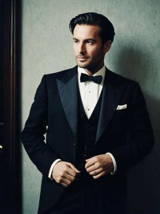 Cinematic Man in Formal Fashion Attire