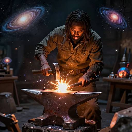 Levitating Blacksmith Forging Stars