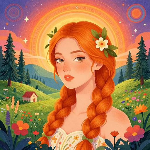 Surreal Woman in Dreamy Meadow