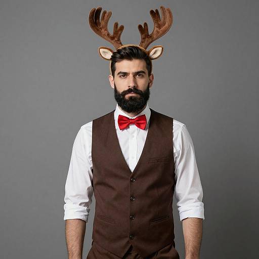 Festive Portrait of a Man in Antlers