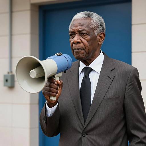 Serious Portrait of an Elderly Activist