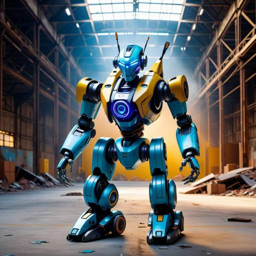 Futuristic Robot in Abandoned Warehouse