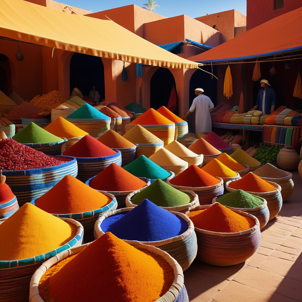 Vibrant Marrakech Marketplace in Artistic Style