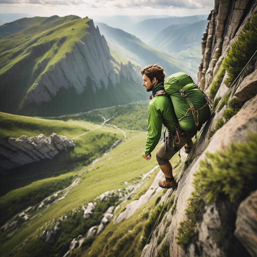 Rugged Climber Conquering Steep Cliffs