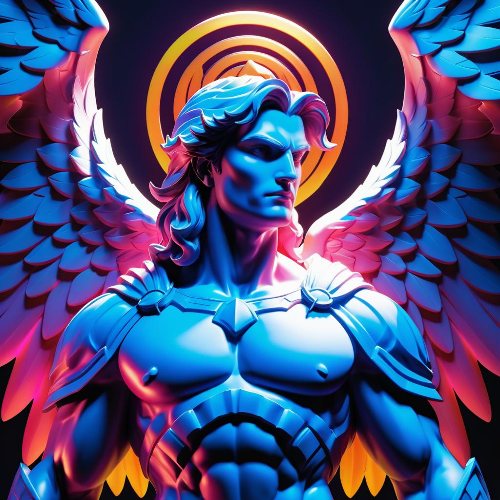 Vibrant Archangel Statue in Artgerm Style